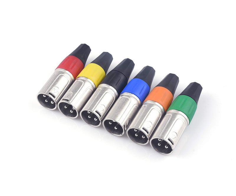 Devinal XLR Connectors, Colored 3 PIN XLR Ends, Male/Female Audio Mic Microphone DMX Plug Jack Socket, Nicked-Plated, Silver Contacts, Solder Type, 6-Pair - Image 3